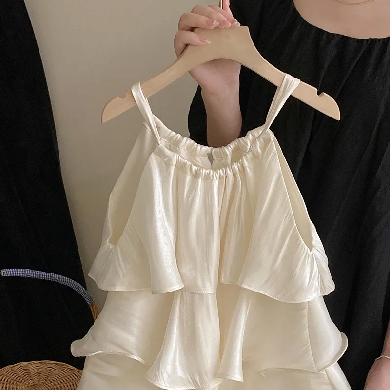 Robe de tempérament doux pour enfants, jupe à bretelles gâteau à volants de haute qualité, vêtements d'été pour filles, nouveau