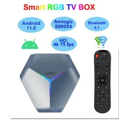 A95X F4 Android 11 Smart TV BOX RGB Light 8K HD Amlogic S905X4 4G 32G 64G 128G 2.4G/5G Dual Wifi BT4.1 Set Top Box Media player