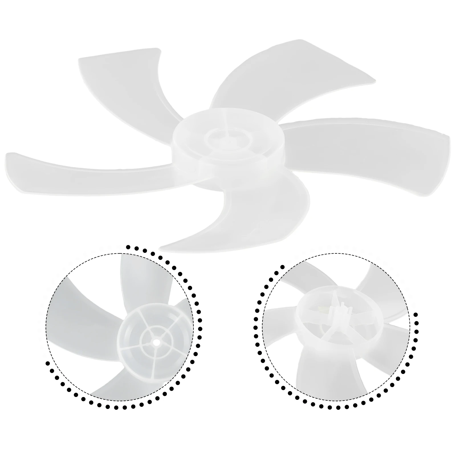Five Leaf 16 Inch Fan Blade with Nut Cover for Pedestal Fan Replacement PP Plastic Construction for Standard Stand Fan Models