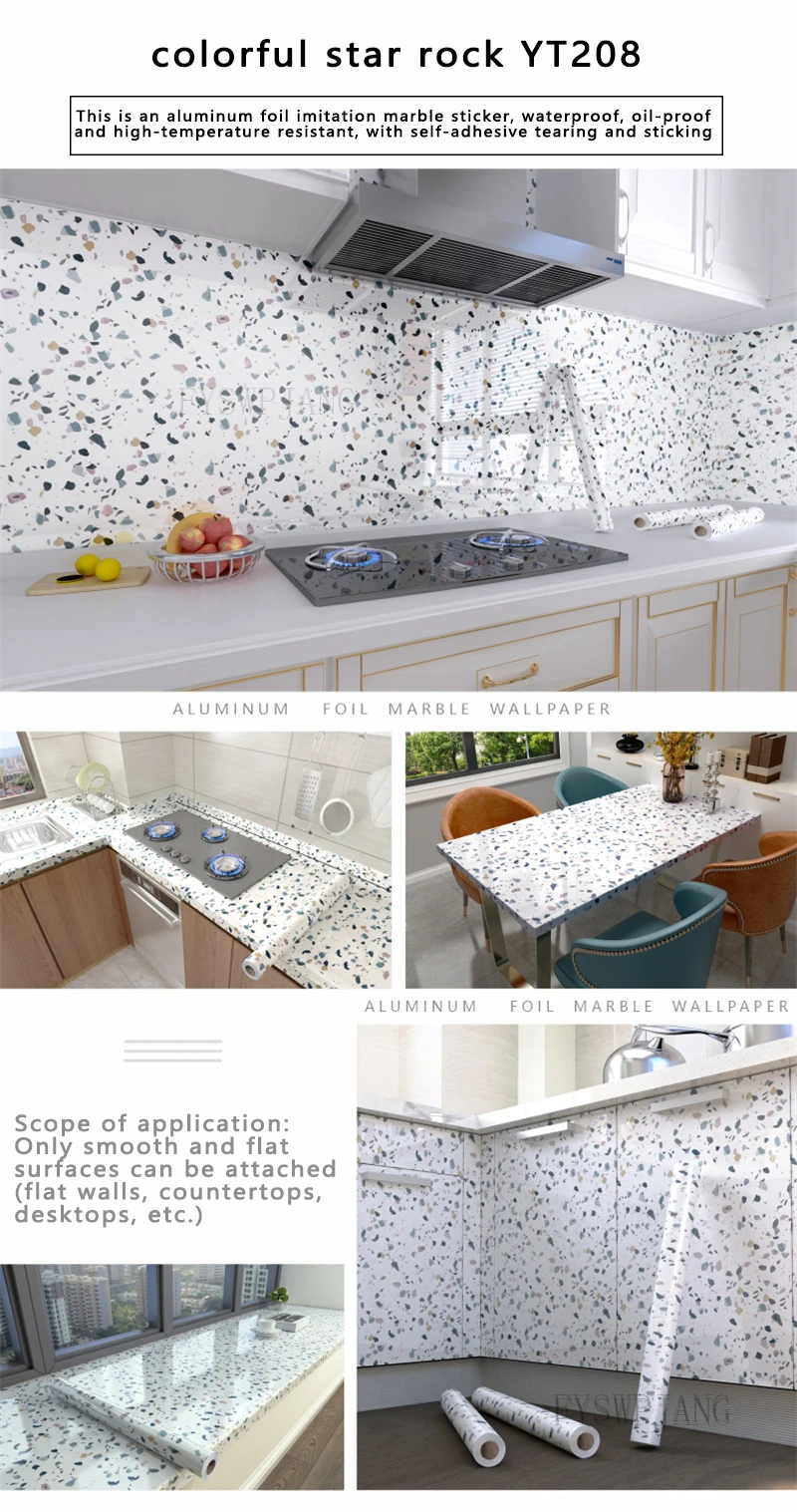 40cm Width Marble Self Adhesive Wallpaper Vinyl Wall Stickers Waterproof Contact Paper For Kitchen Decorative Film Home Decor
