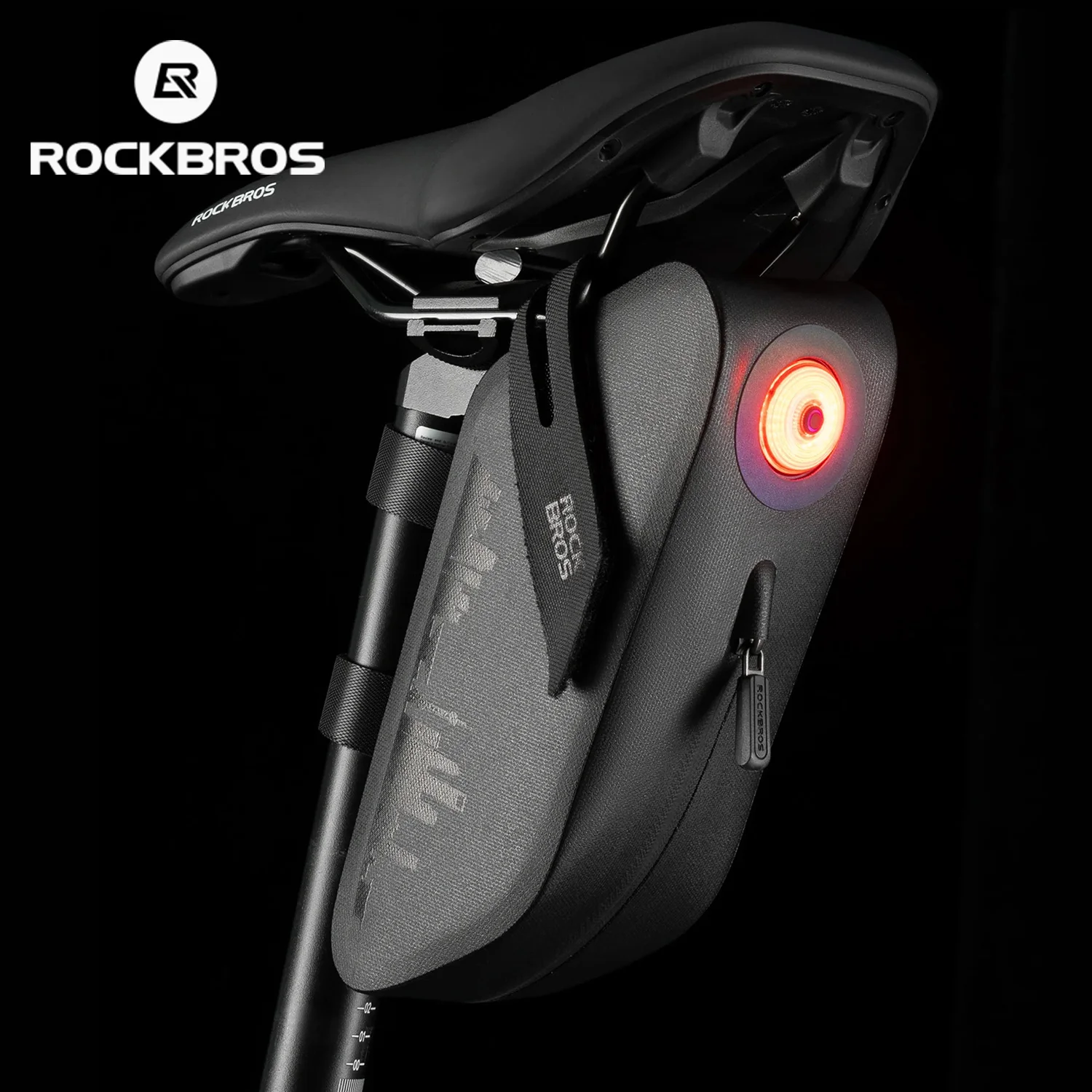 

ROCKBROS велосипедная седельная сумка с перезаряжаемым задним фонарем, полностью водонепроницаемая, 0,8 л, MTB, дорожное велосипедное сиденье, хвостовые сумки, аксессуары для велосипеда