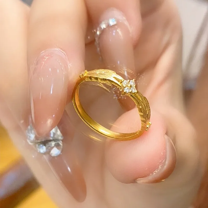 خاتم الزركون البرسيم بأربع أوراق المصقولة، فلاش فاخر خفيف عتيق، تكديس متخصص، يرتدي حلقة إصبع السبابة، نمط المحكمة في العصور الوسطى #1