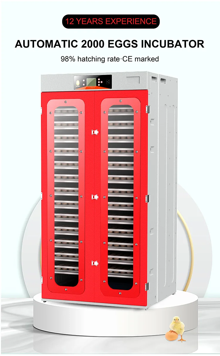HHD 2022 حاضنة بيض حمراء صينية جديدة 2000 حاضنة أوتوماتيكية بالكامل حاضنات البيض أوتوماتيكية للبيض