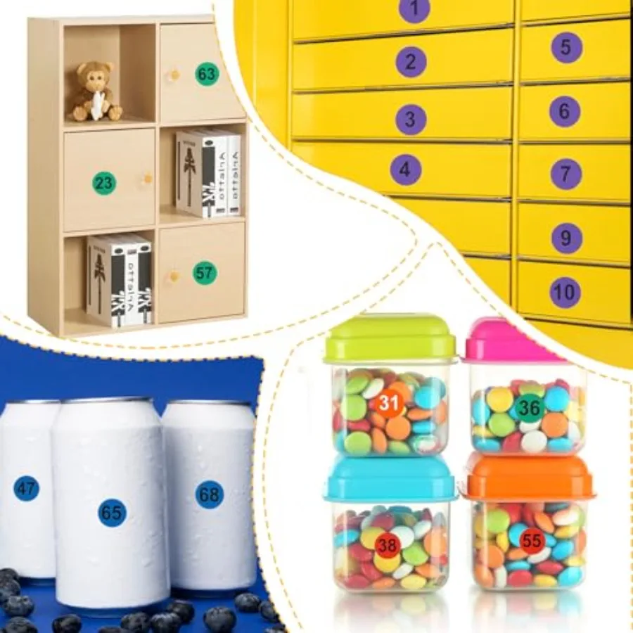 7 قطعة ملصقات أرقام صغيرة 1-100 0.4 Ih ملصقات مرقمة مستديرة ذاتية اللصق ملصقات أرقام الفينيل ملصق جرد للداخلية