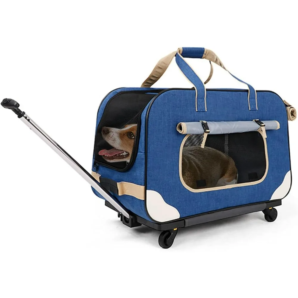 

Pet Carrier for Up to 35 LBS, Large Pet Rolling Carrier with Wheels and Durable Handl,Breathable and Collapsible Dog Pet Bags