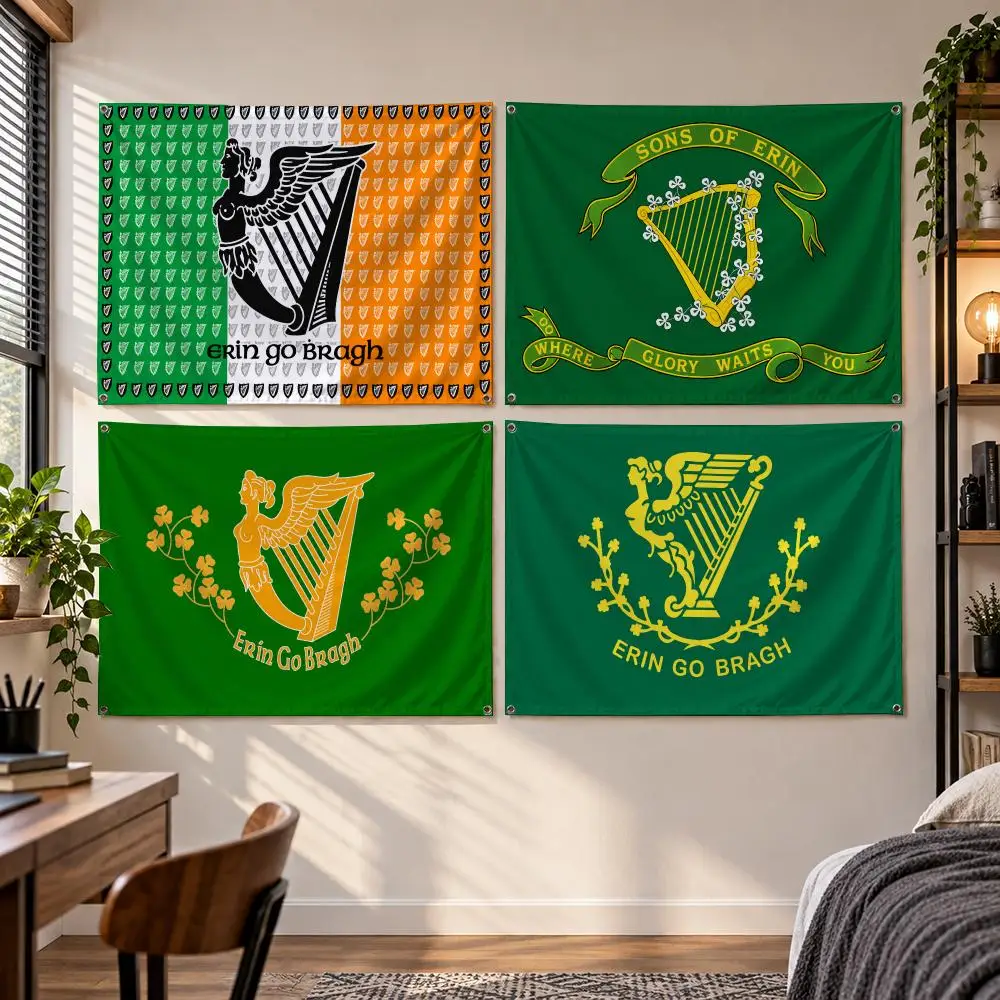 Heritage I-Irish Harp Erin Go Bragh Flags Banner Decor for Bedroom,Garden,Party,Club,Gaming Room,Indoor Outdoor