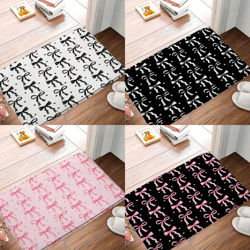 

Cute Bow Carpet Mat Rug Anti-Slip Absorbent Soft Quick Dry Fashionable Modern Home Decor for Bathroom Shower Room Bathtub