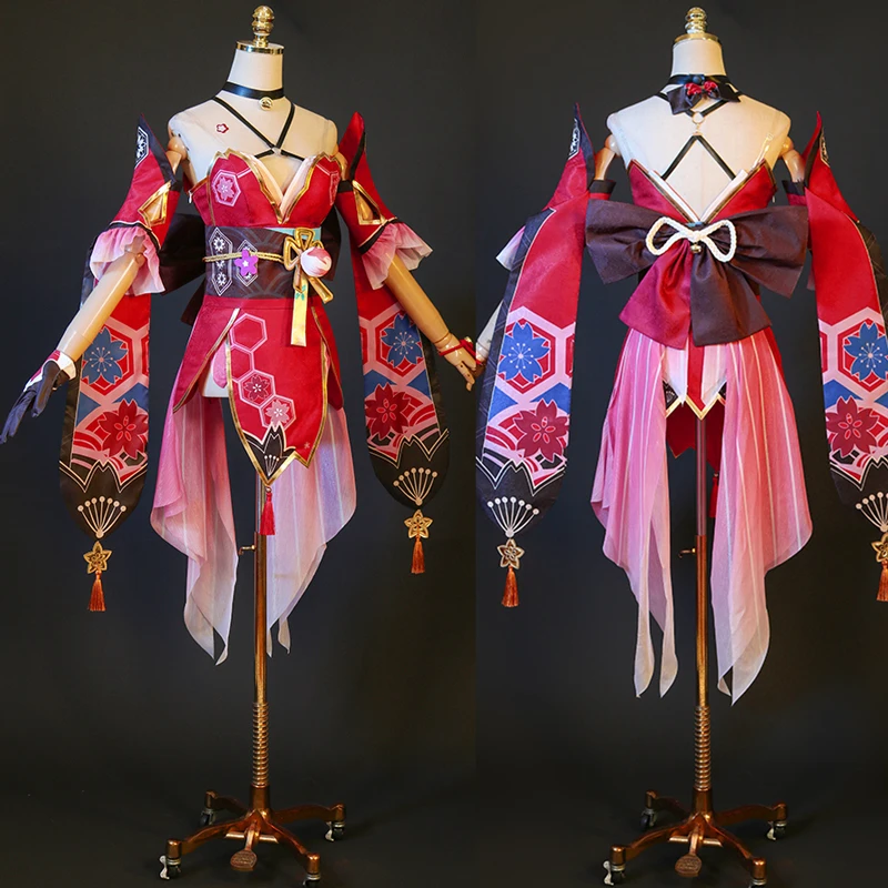 

Japanese kimono Honkai star rail Sparkle Cosplay with Fox Mask Game Halloween Party Female Outfit