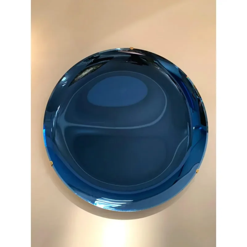 Living room entrance contemporary decorative blue round wall mirror curved convex mirror