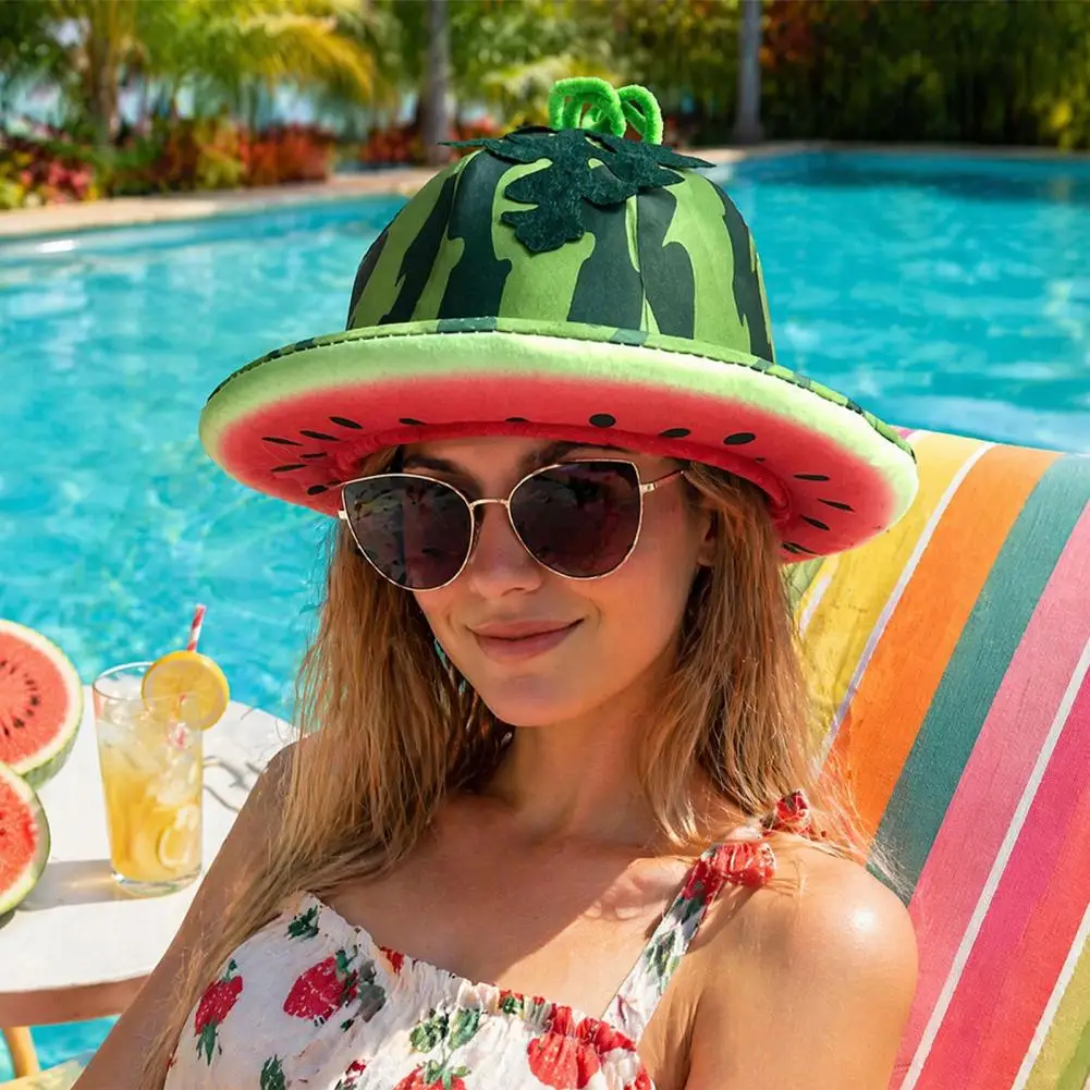 Watermelon Theme Party Hat Cute Cartoon Fruit Hat Watermelon Party Hat Wide Brim Sun Visor Lightweight Unisex for Summer
