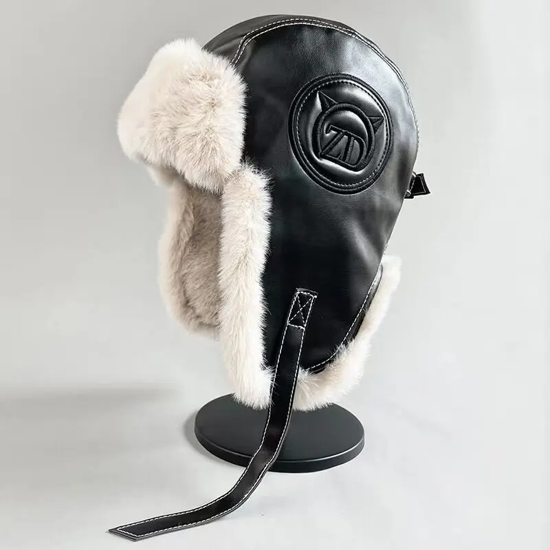 

Winter Hat Men Earflap Ushanka Warm Fur Hat Leather Army Helmet Bomber Men Trapper Pilot Aviator Costume Cap Balaclava