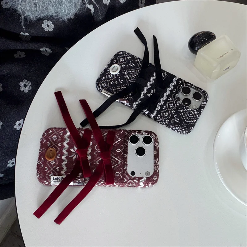 

Fashion Chocolate Polka Dot Cute Bow Phone Case For iPhone 17 Pro 14 15 16 Pro Max Cover Shockproof Protective Cases For iPhone1