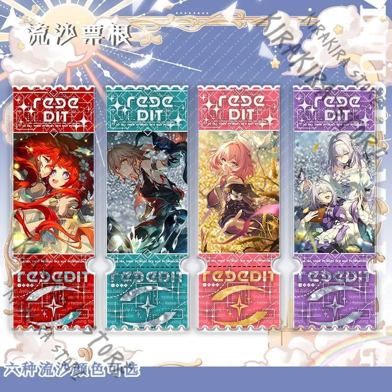 

Honkai: Star Rail Mydei Tribbie Castorice Cyrene Cartoon Anime Quicksand Ticket Stub Cosplay Colorful Acrylic Desktop Ornament