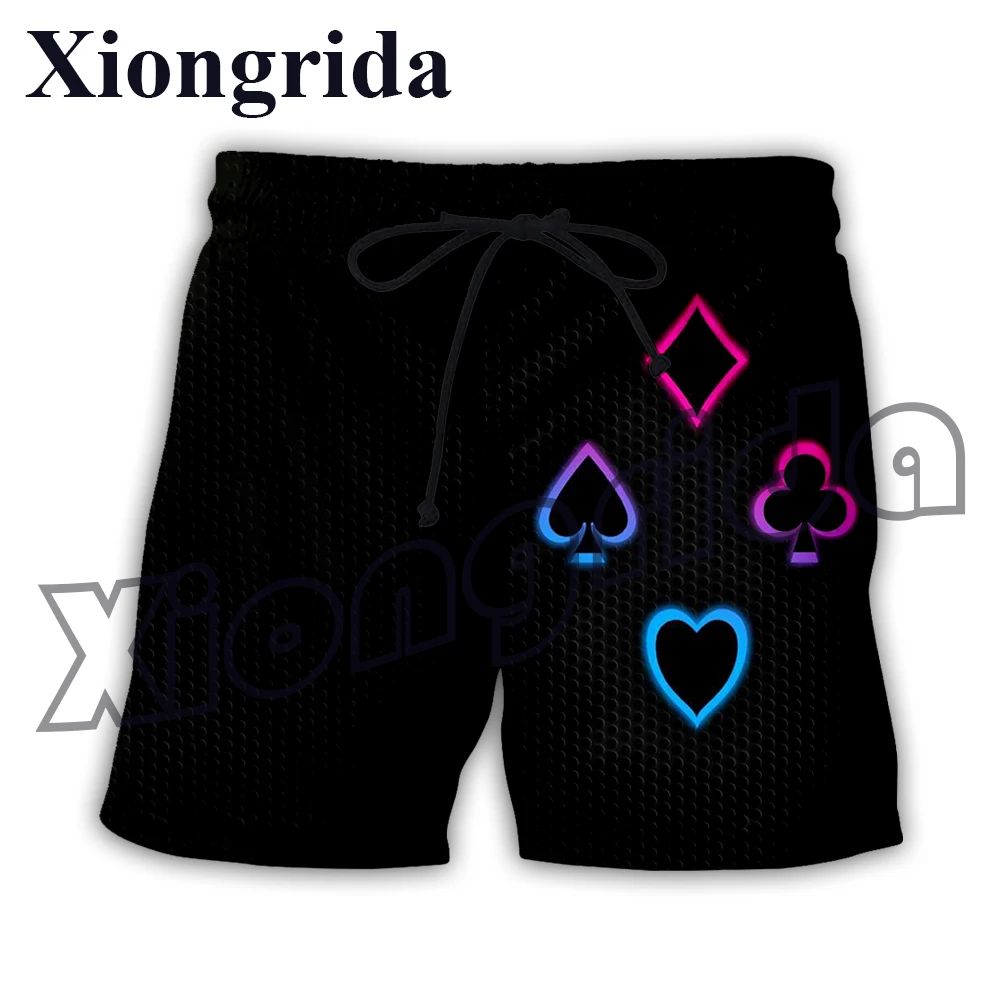 

Mens Poker Board Shorts Novelty High Waist Shorts 3D Print Trunks Casual Beach Shorts Swimming Summer Streetwear Dropshipping