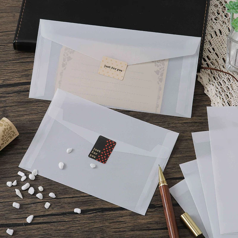 50pcs/lot Envelope Blank Translucent Wedding Invitations Postcards European Giftbox Message Card Packaging Bag Business Letters