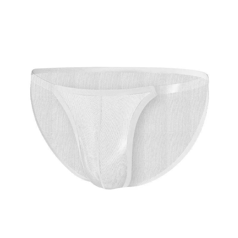 Men Underwear Sexy Full Mesh Transparent Briefs Thin Ice Silk Breathable Low Waist Sexy Men Underwear