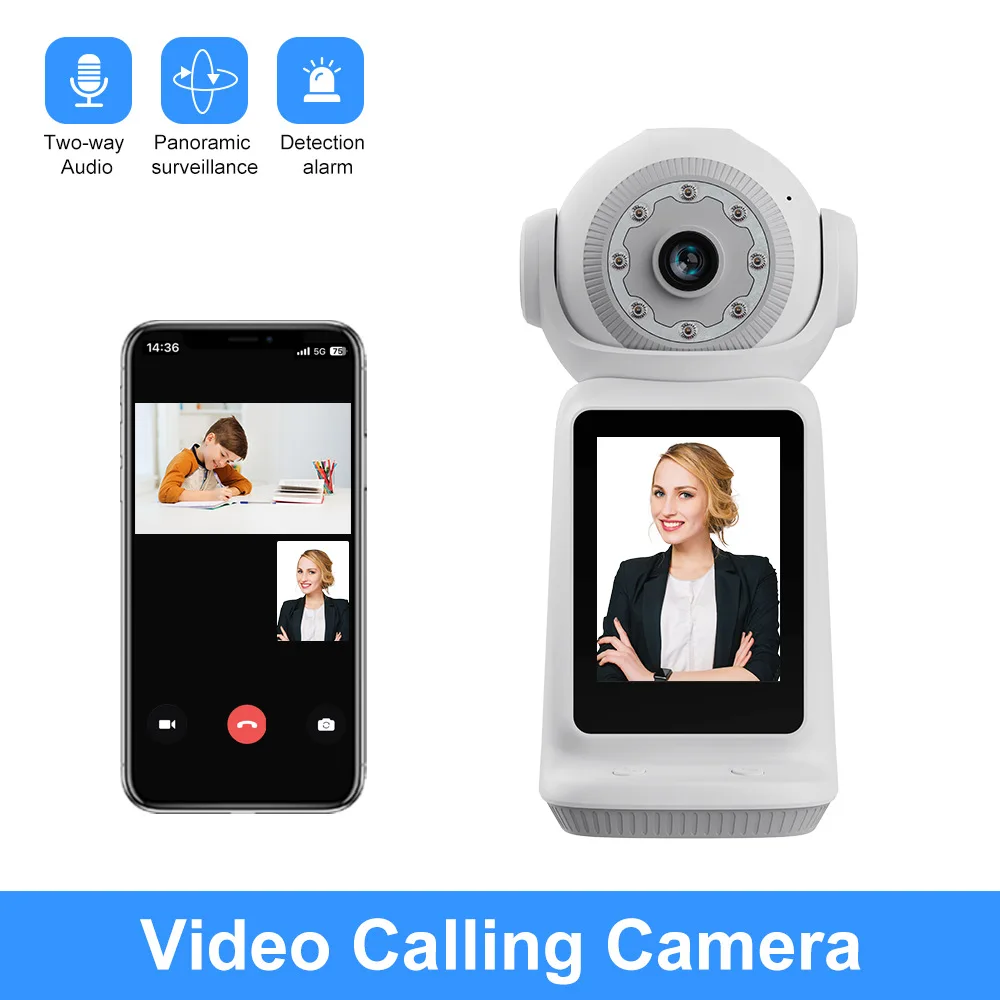 2.8Inch Screen V380Pro 3MP 1296P WIFI Video Phone Call Wireless PTZ IP Dome Camera AI Humanoid Detection Security  Baby Monitor