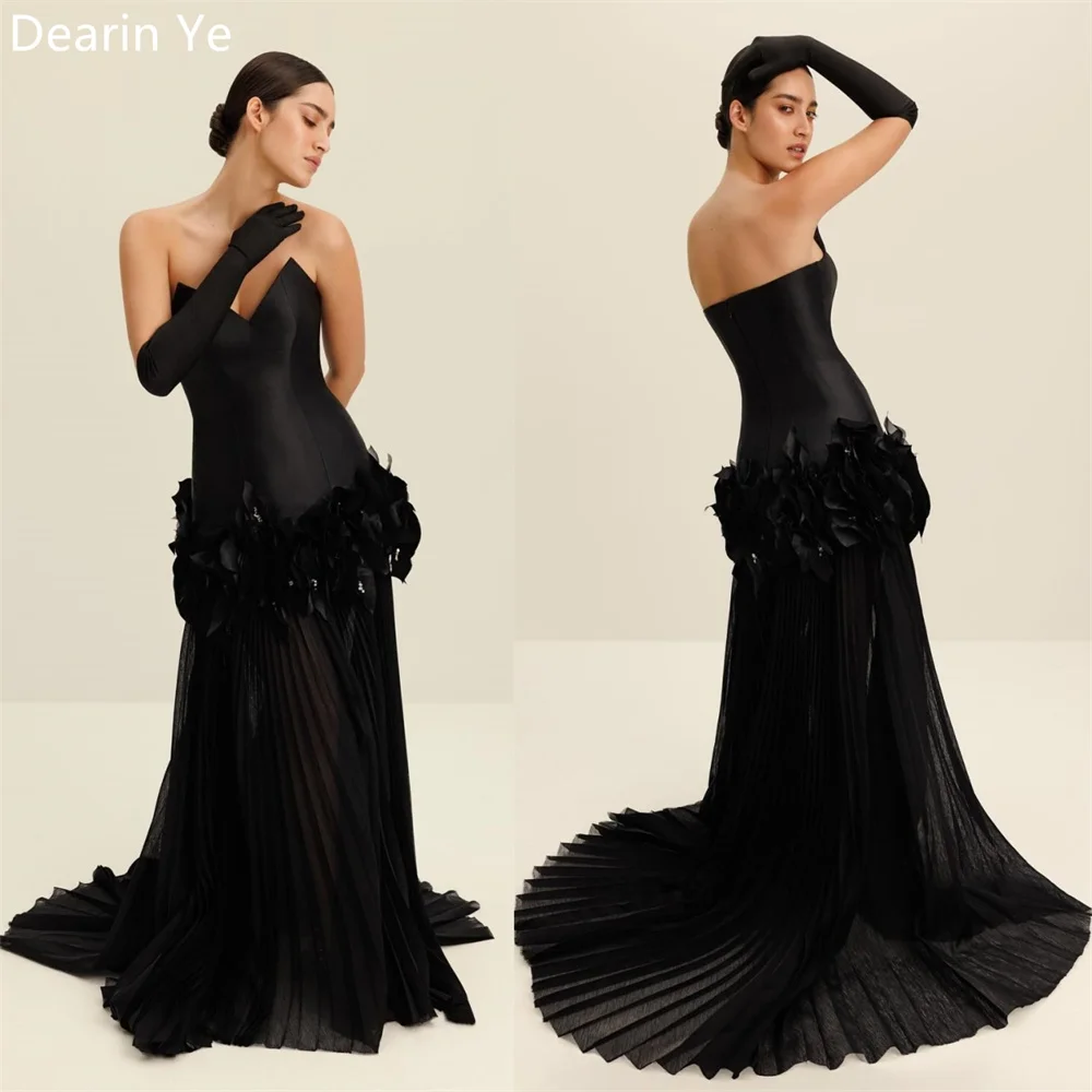 

Customized Saudi Arabia Prom Gown Dearin Strapless Trumpet Floor Length Open Back Skirts Draped Applique Bespoke Occasion Dresse