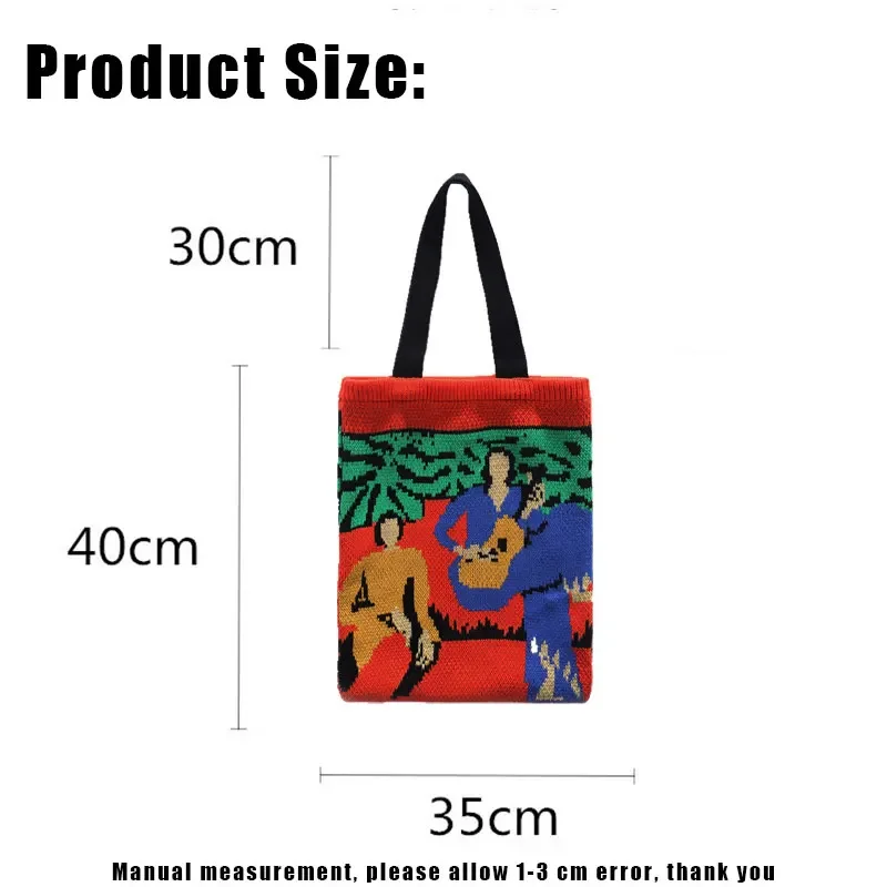 YoReAi Knitting Bag for Women Shopper Female Designer Art Jacquard Handbags Fashion Shoulder Bags Girls Grocery Shopping Totes