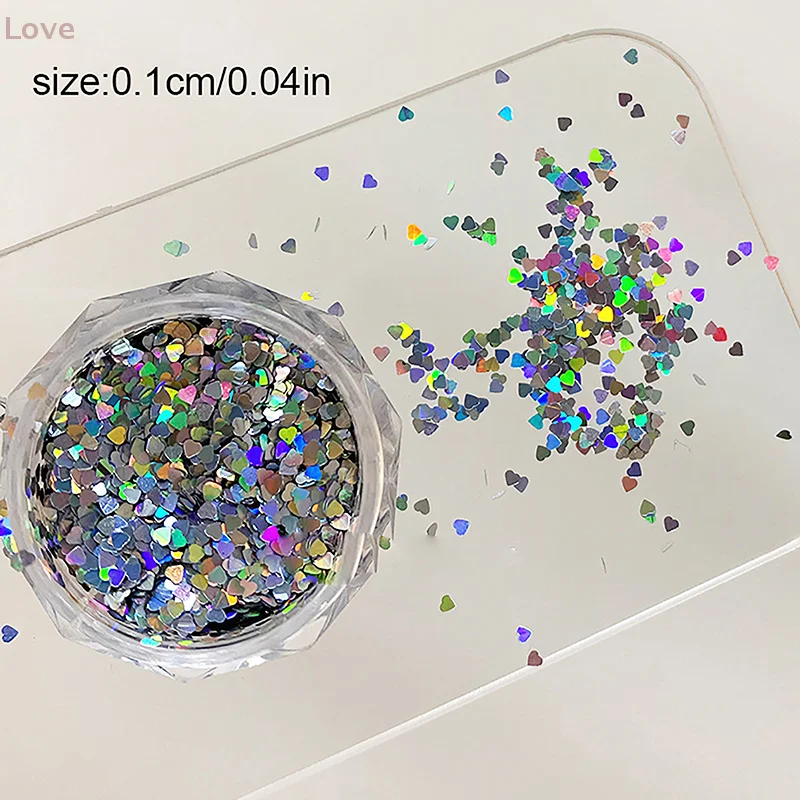 [L&P] 1 مم صغير متألق الحب مسمار بريق تألق القلب مسمار الديكور صالون الأظافر تصميم لطيف الملحقات DIY بها بنفسك مسمار الفن تصميم