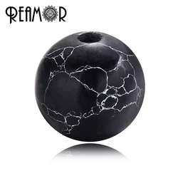 REAMOR Wholesale Natural Black Emperor Turquoises Stone Beads For Jewelry Making Bracelet DIY Material 6/8/10 mm Strand 15''