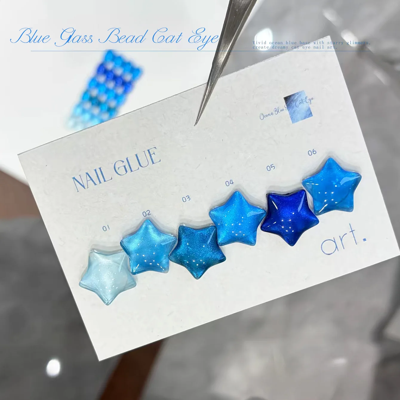 SHAKA 1pcs Summer Popular Blue Sea Star Cat Eye Gel Nail Polish High Density Flash Ice Transparent Whitening Blue Cat Eye Gel