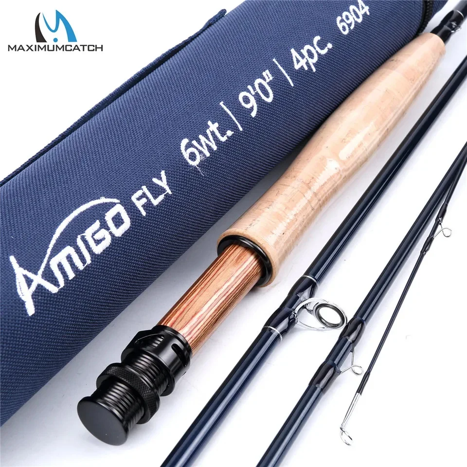 

Maximumcatch Amigo Fast Action Fly Fishing Rod 8.6ft/9ft 4-8wt 30T SK Carbon Fiber Fly Rod with Extra Tube