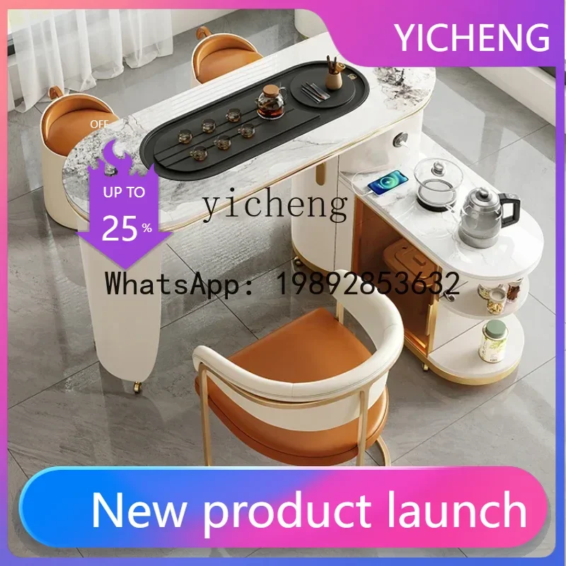 

LYY balcony tea table and chair combination household mobile tea rock table kettle integrated coffee table