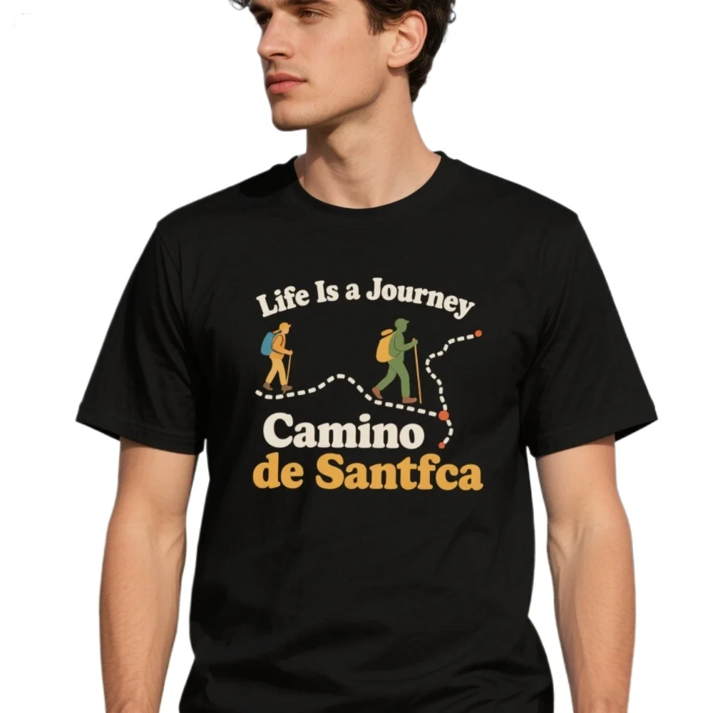 

Life Is A Journey, Camino De Santiago | Spain Hiking T-Shirt 100% Cotton O-Neck Summer Short Sleeve Casual Mens T-shirt