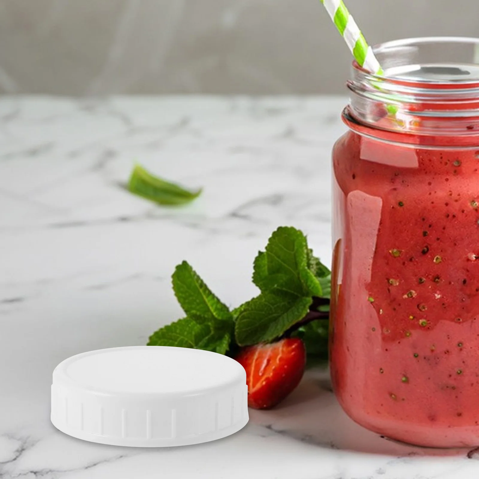 

10Pcs Universal Jar Lids Reusable Plastic Airtight Seal with Silicone Ring for Food Storage Spices Candies Kitchen Organization