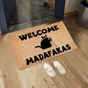 Welcome Madafakas Complete print doormat, fun home decor, kitchen decoration and bathroom, giving people fun gifts, fast transportation 12 Main Sales Felpudo Cat - №1