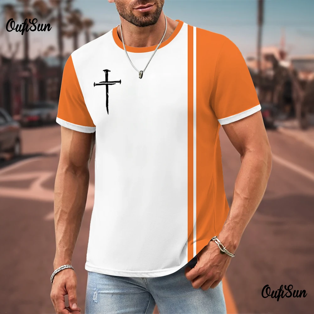 2024 Men\'s T-Shirt The Crusades Jesus 3d Print Summer T Shirt For Man Short Sleeve Fashion Casual Streetwear Men\'s Clothing Tops