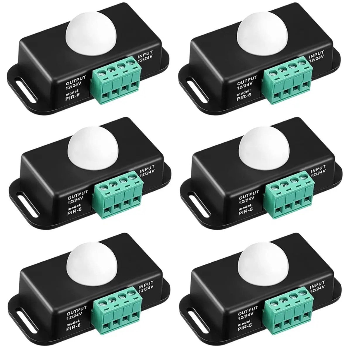 A013 6 Pack 12V 24V PIR Motion Sensor Switch, Body Infrared LED Motion Detector with Timer for Flexible LED Strip Lights