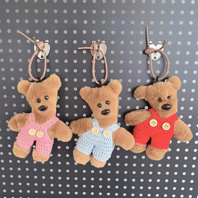 

Cute Plush Squeaking Wearing Clothes Bear Keychain Pendant Backapck Hangings Decoration Accessries Gifts