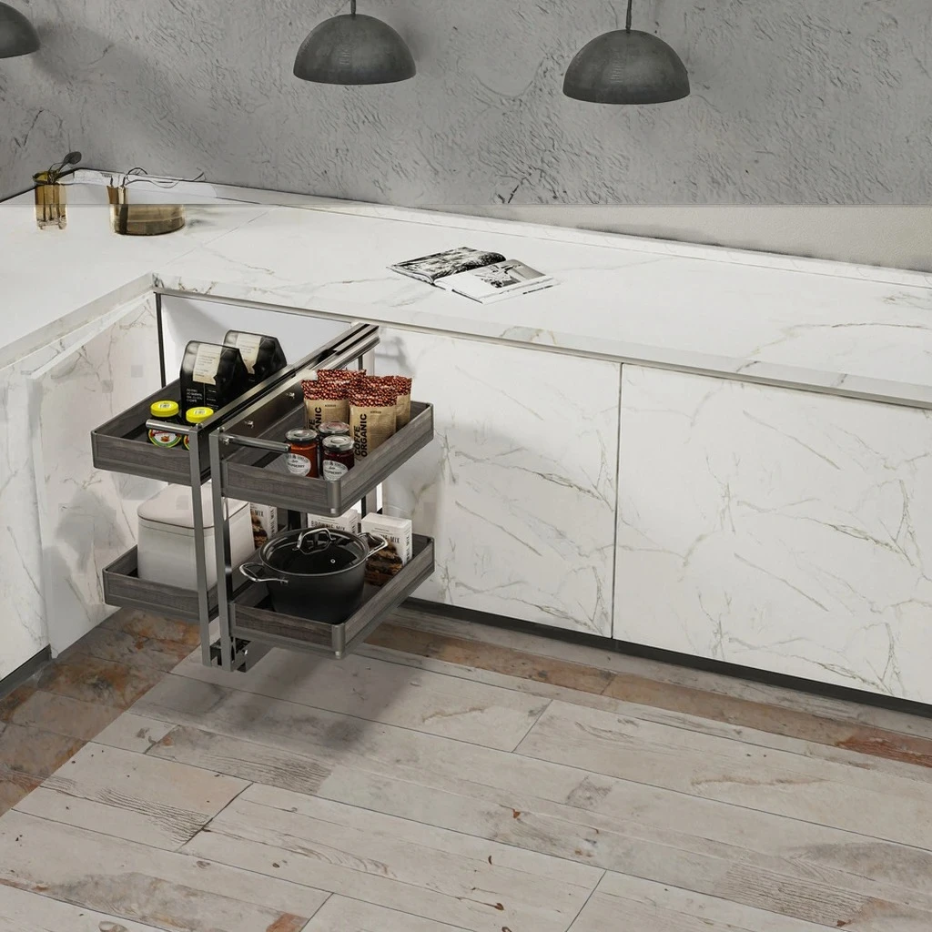 

Современный кухонный шкаф из нержавеющей стали Lazy Susan с мягким закрыванием, выдвижной глухой поднос, волшебная угловая корзина для шкафов