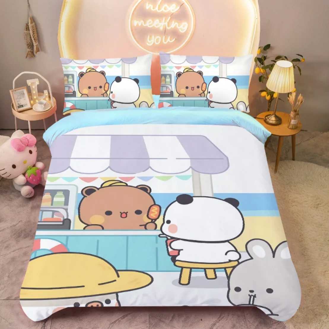 

Cute Cartoon Bubu Dudu Duvet Cover Kawaii Bubu Bedding Sets For Children and adults Comforter Bed Single Twin Full King Queen