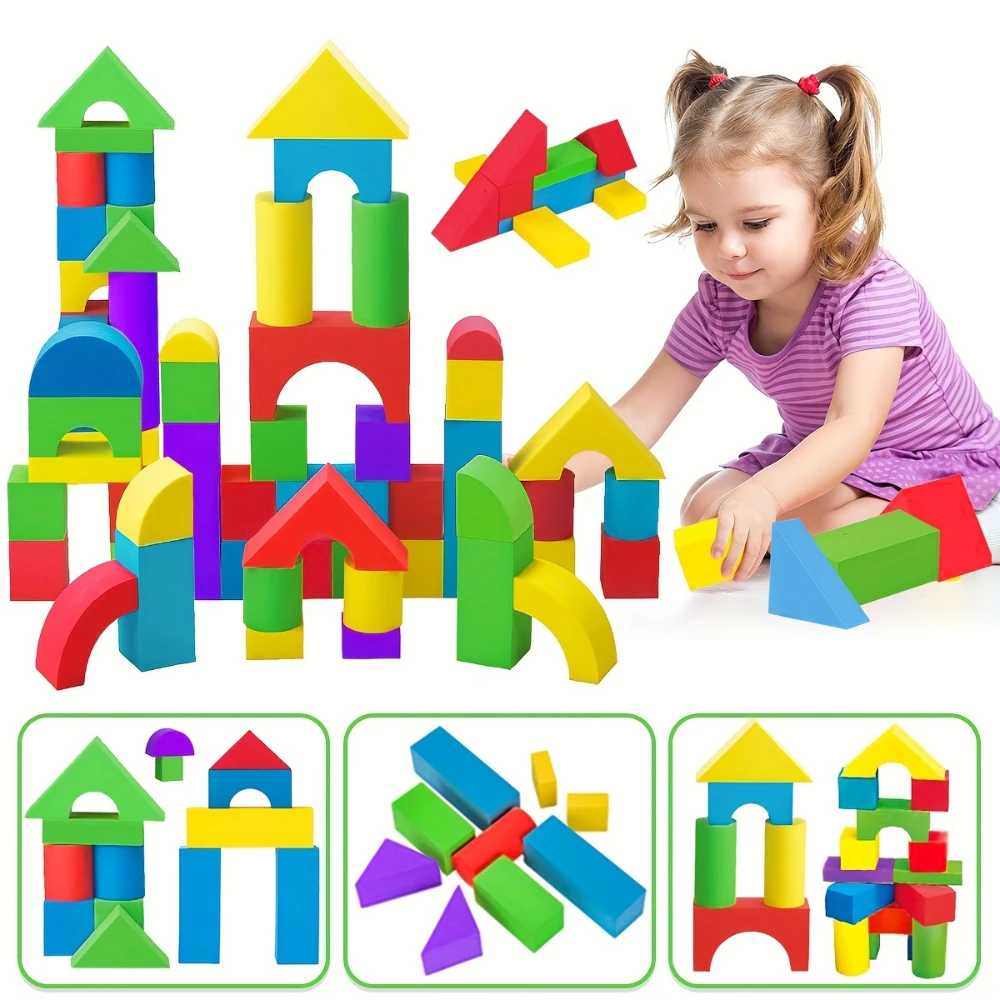 Baby Soft EVA Foam Building Blocks - Creative Educational Stacking Toys with Sensory Experience - Perfect Infant Holidays Gifts