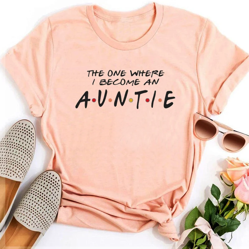 

Auntie Shirt Pregnancy Graphic Tee 2022 New Auntie Tshirt Aesthetic Pregnancy Announcement Best Aunt Ever Shirt Girls Casual XL