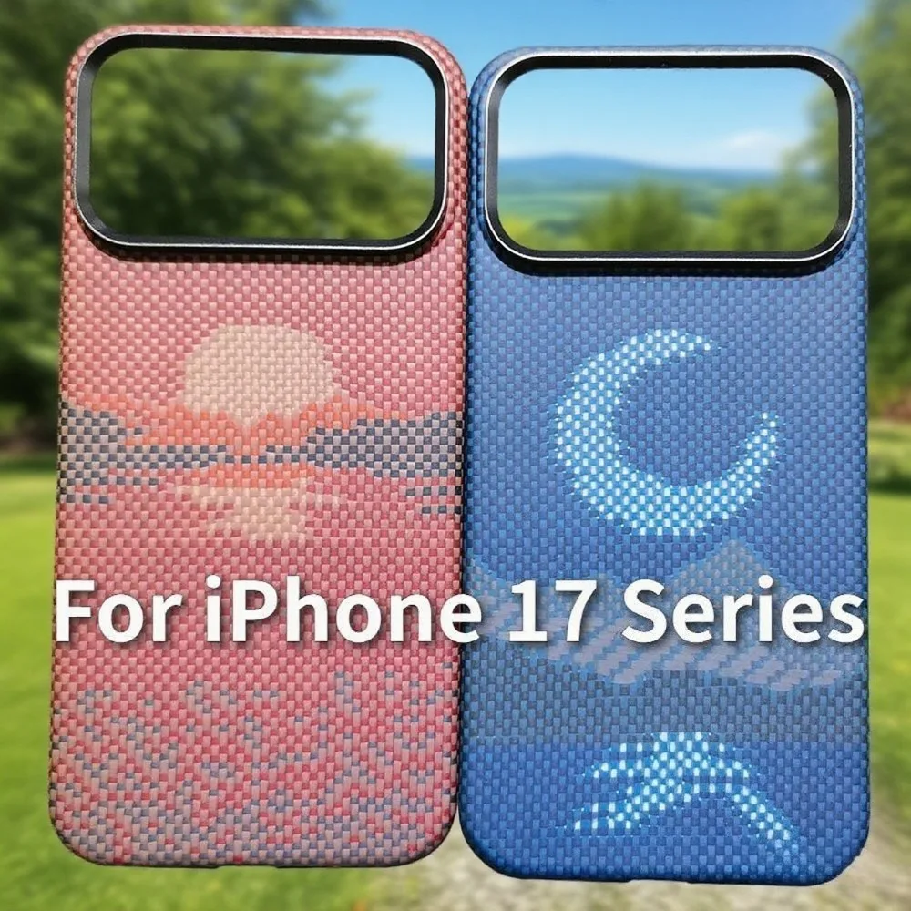 

Оригинальный сенсорный чехол из настоящего арамидного кевларового углеродного волокна для IPhone 17 Pro Max, сверхлегкий защитный чехол с магнитной беспроводной зарядкой