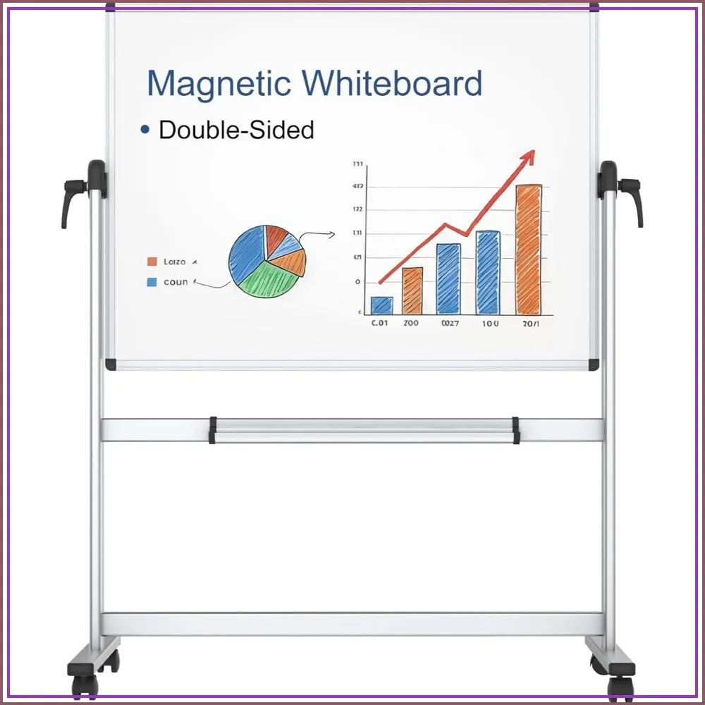 

Double-Sided Magnetic Mobile Whiteboard 48x36 Inches Aluminium Frame Stand