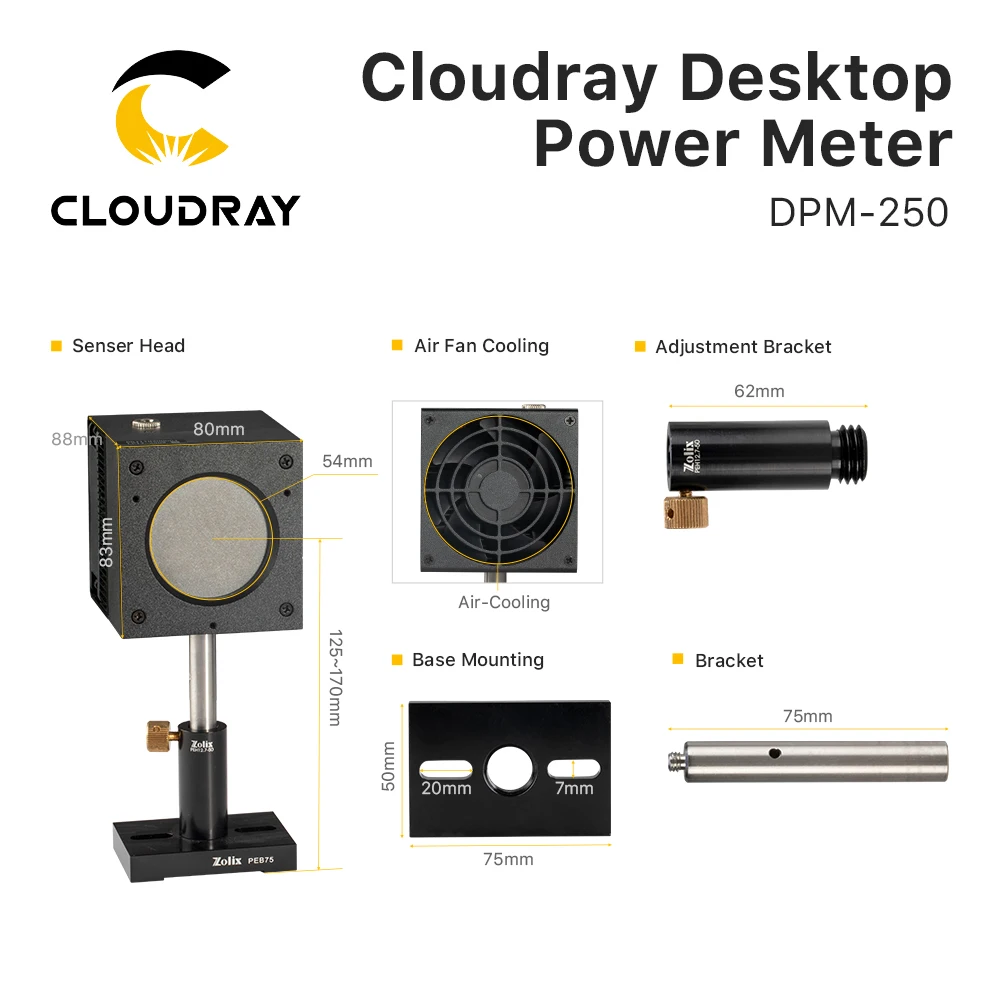 Cloudray High Accuracy Touch Screen Desktop Power Meter DPM-250 Dynamometer for Laser Engraving & Cutting Machine