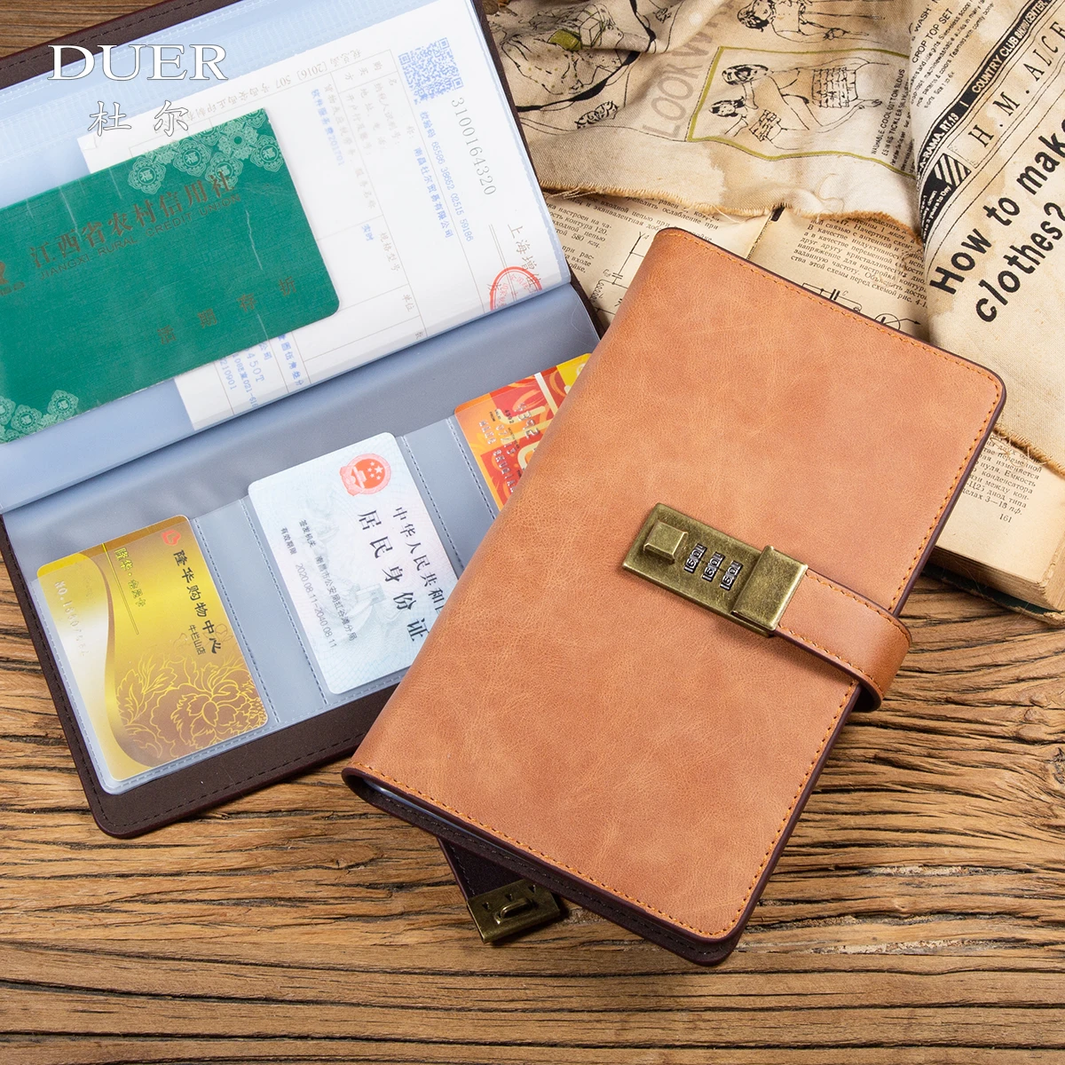 Regular Deposit Receipt Storage This Bill Book Bank Check Folder Cowhide Multi-Functional Passbook Card Integrated Bag with Password Lock Bank Voucher Bag Receipt Folder Folder