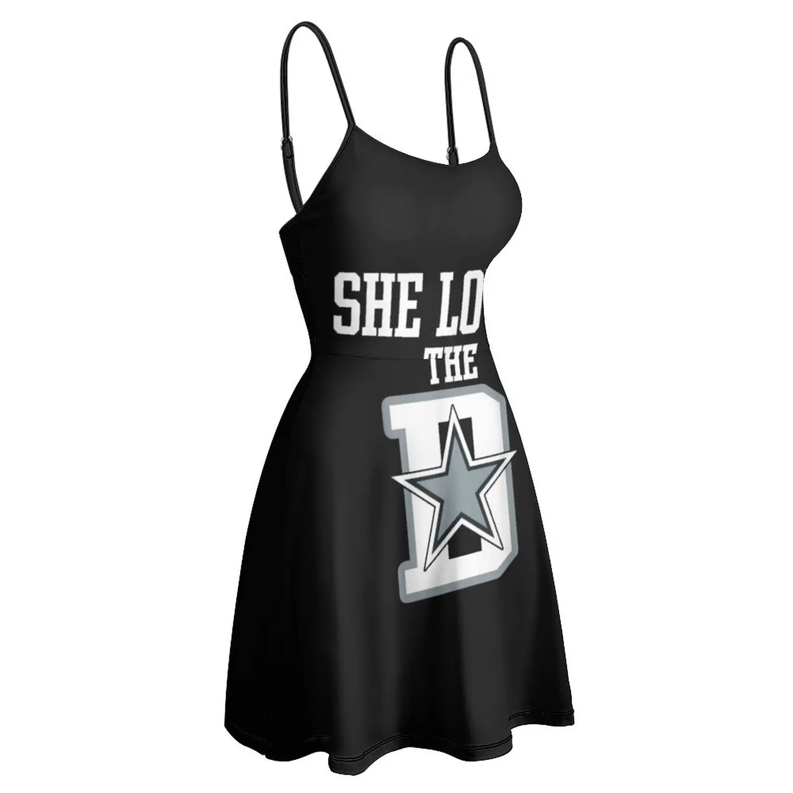Sexy She Loves Dallas Cowboys Women's Sling Dress Humor Graphic Cocktails  Woman's Gown Dresses Casual Graphic - view 4