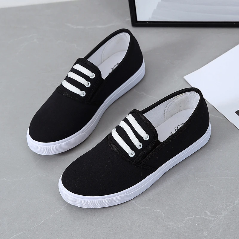 2024 New Women Canvas Sneakers Sport Casual Shoes Spring Flats Sneakers Running Shoes Ladies Shoes Loafers Round Toe Tennis