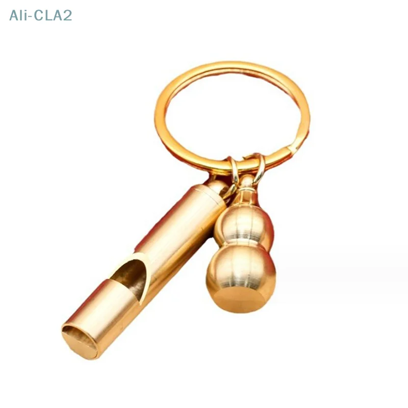 Brass Whistle Hollow Gourd Keychain Outdoor Survival Carry On Luggage Pendant