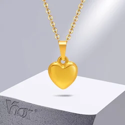 Vnox Women Gold Color Love Heart Necklace,Dainty Stainless Steel Necklace for Lady Femme Choker Collar,Length Adjustable