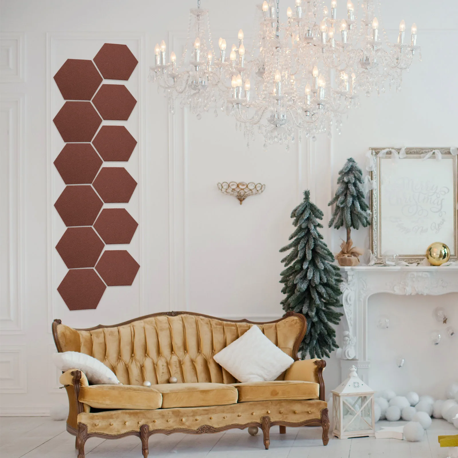 

12 pcs Felt Background Wall Sticker Hexagon Memo Board Self-Adhesive Tiles For Home Office Classroom Wall Decor