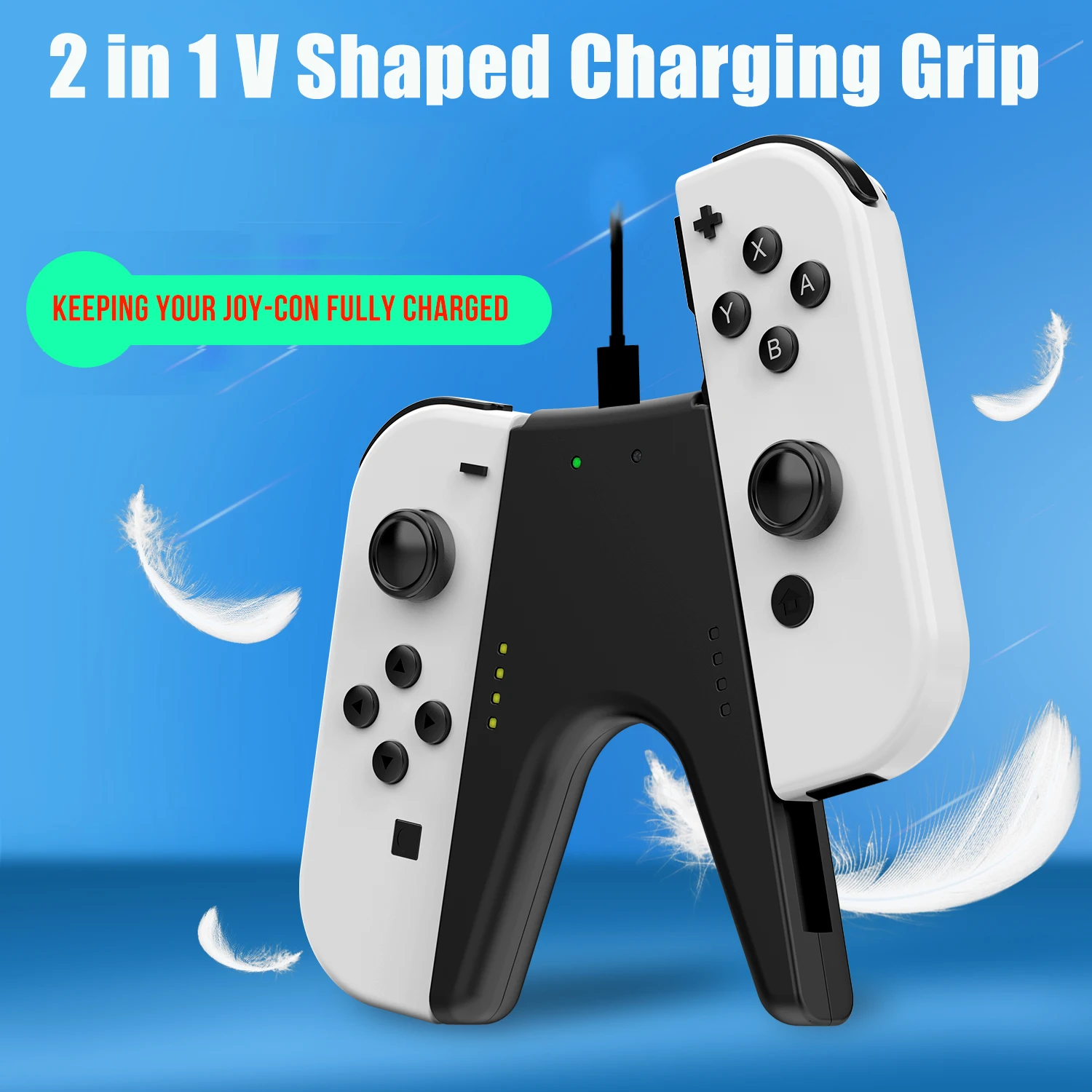 2 in 1 V Shaped Game Charging Grip Bracket Dock Grip with Type-C Port USB C For Nintendo Nintend Switch Joy Con Joycon Charger