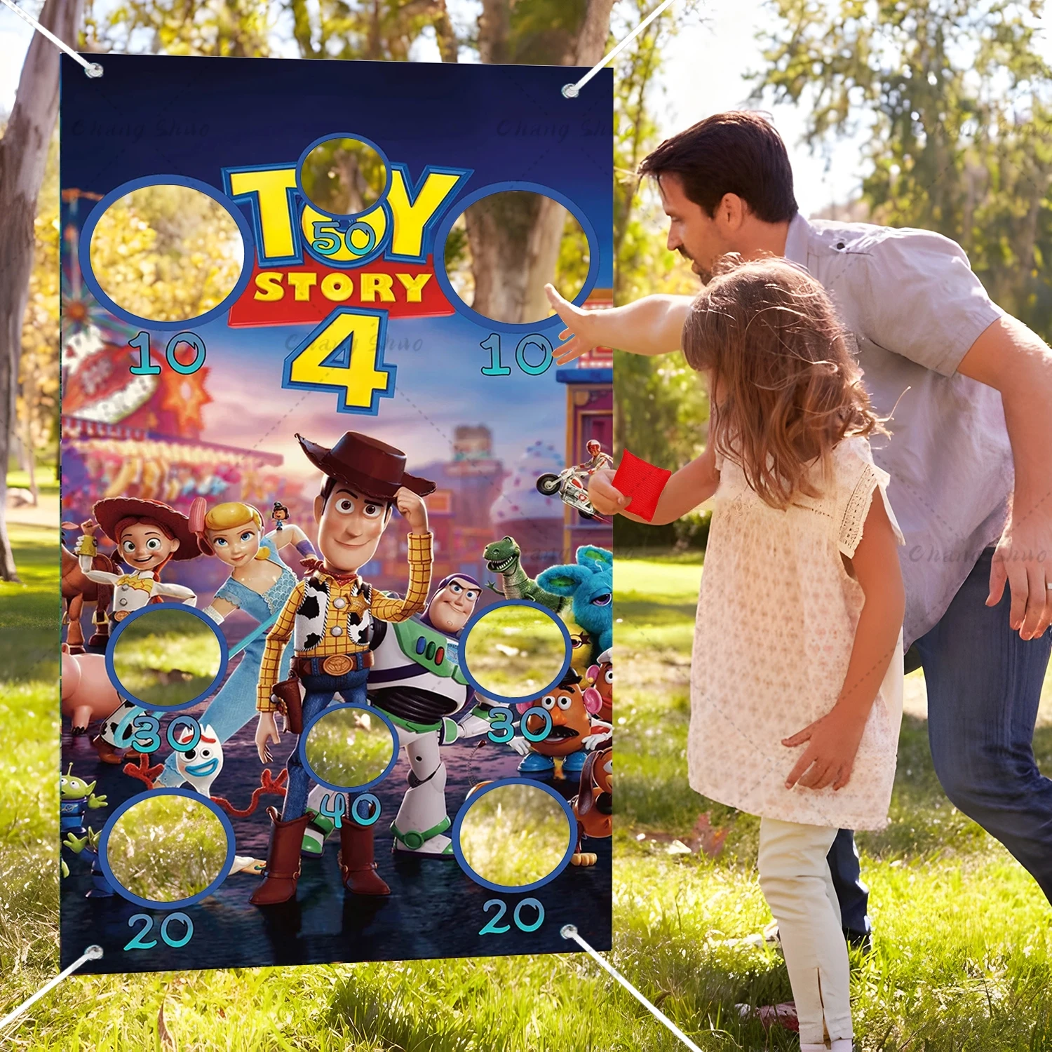 Toy Story Toss Games Banner With 1 Bean Bags Boys Girls Birthday Party Backdrop Photo Background for Fun Outdoor Yard Game