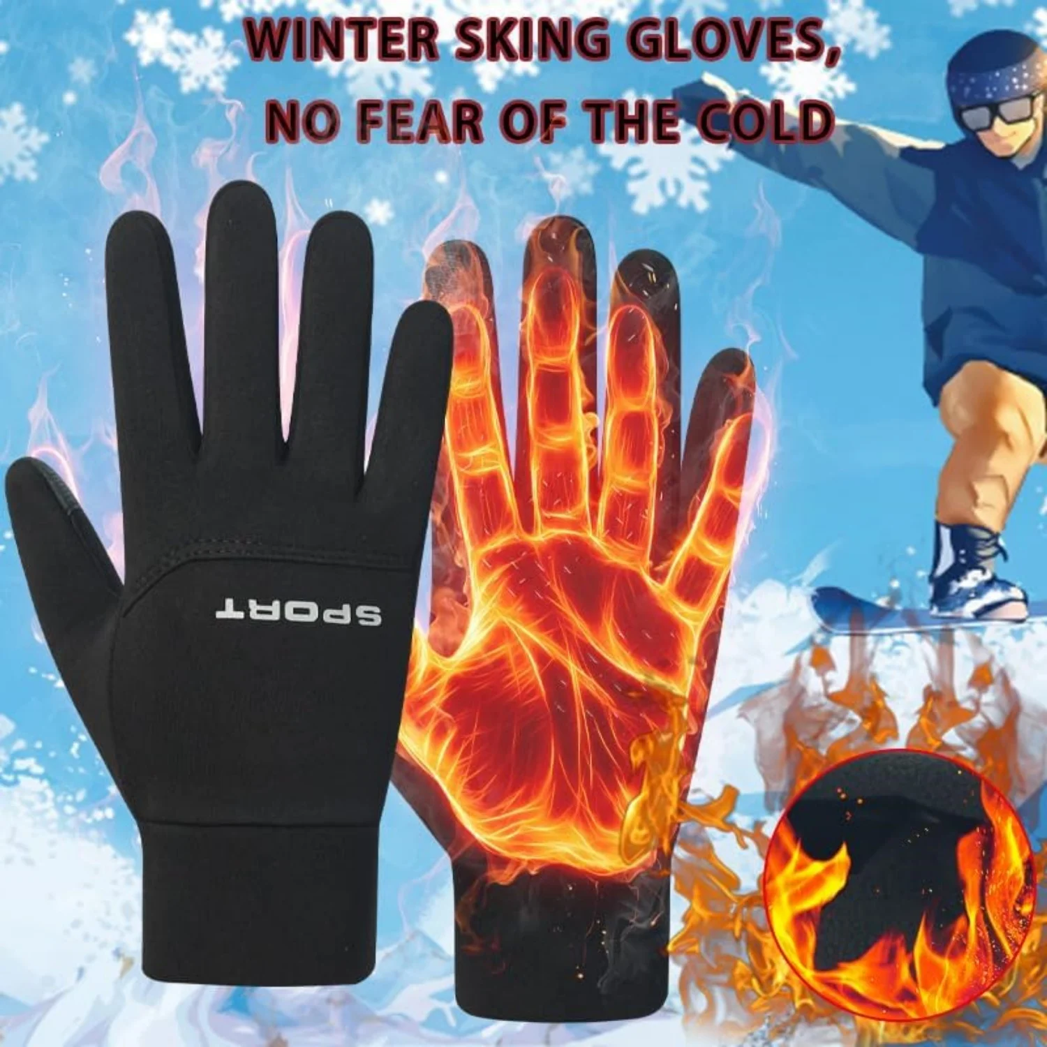 AliExpress Windproof and Waterproof Outdoor Gloves Touch Screen Thumb and Index Finger Fingertips Warm Gloves for Running Cycling